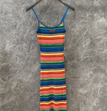 miumiu rainbow dopamine knitted long dress replicas clothes