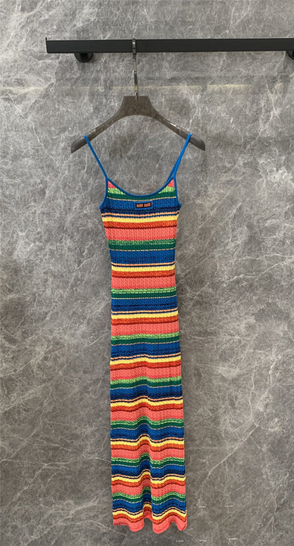 miumiu rainbow dopamine knitted long dress replicas clothes