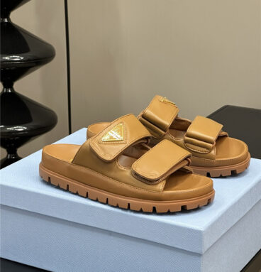 prada double strap lambskin slippers replica designer shoes