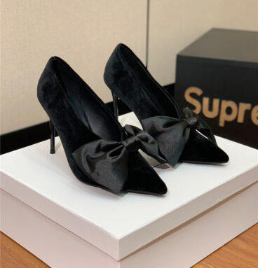Balmain bow velvet high-heeled shoes margiela replica shoes