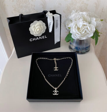 chanel leather chain choker double c necklace