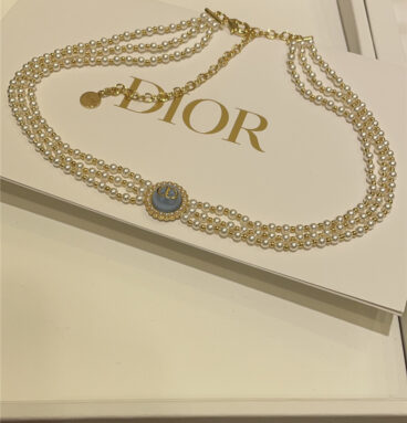 dior glass bead triple pearl choker waist chain