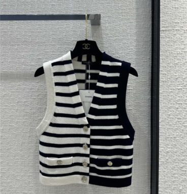 chanel contrast striped cashmere vest replica clothing sites
