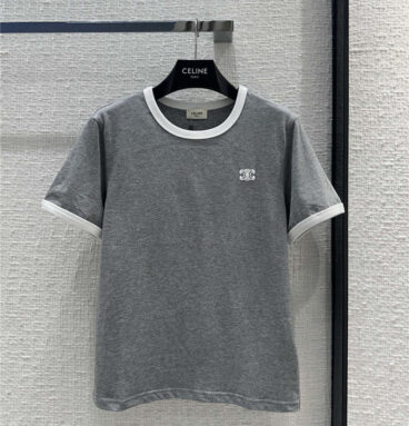 celine white logo gray T-shirt cheap replica designer clothes