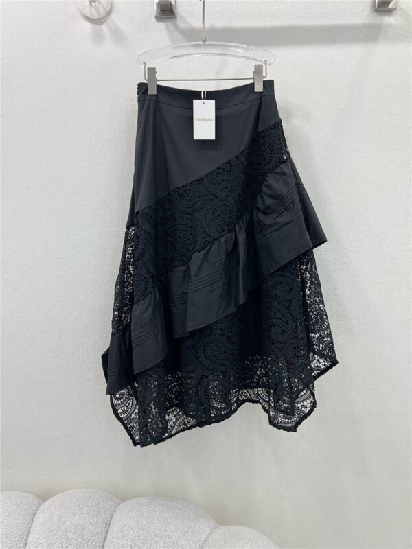 zimm water-soluble lace patchwork irregular skirt