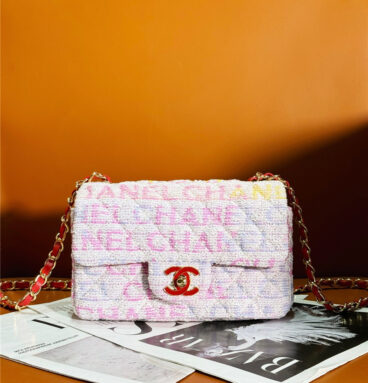 chanel woolen pink CF bag