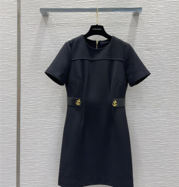 louis vuitton LV Hepburn style short-sleeved dress replica clothes