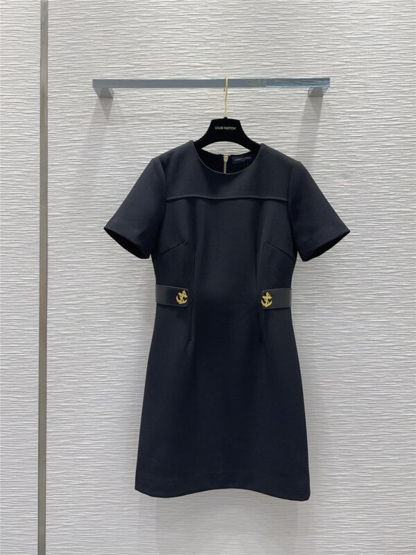 louis vuitton LV Hepburn style short-sleeved dress replica clothes