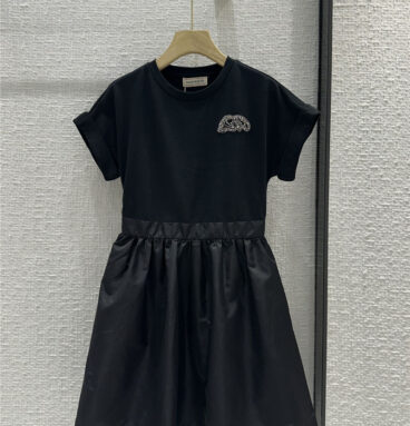 Alexander mcqueen black nylon patchwork dress replica clothing