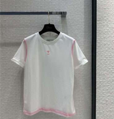 dior pink bee logo velvet printed T-shirt replica clothing