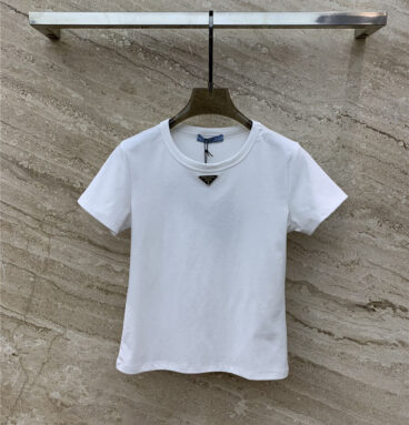 prada triangle logo short sleeve t-shirt replica clothing sites