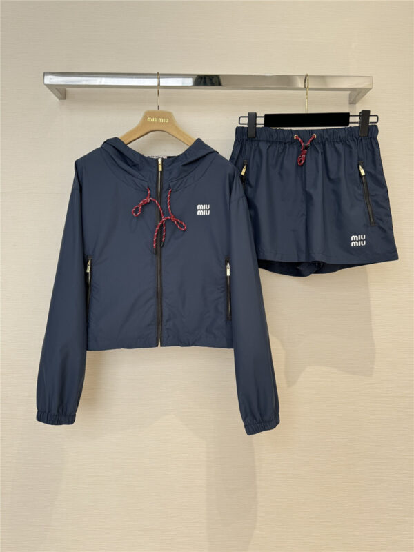 miumiu nylon jacket + high waist shorts replica clothing