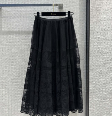 dior hollow embroidered lace long skirt replica clothing sites