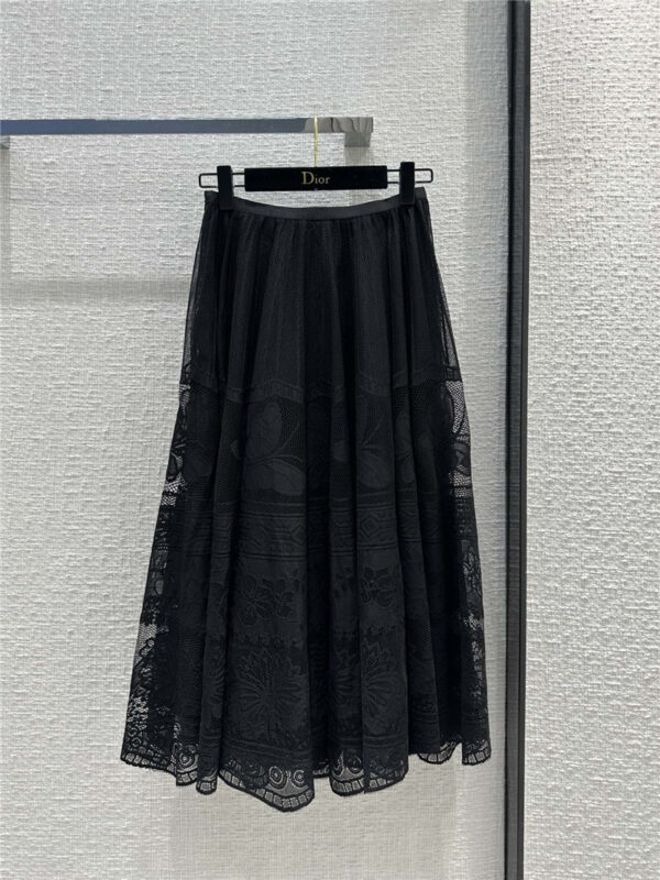 dior hollow embroidered lace long skirt replica clothing sites
