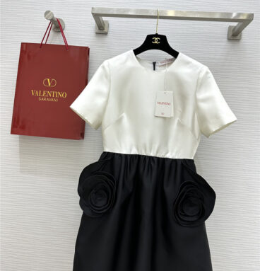 valentino contrast rose short-sleeved dress replica d&g clothing