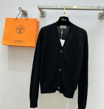 Hermès dark pattern long-sleeved cardigan replica designer clothes