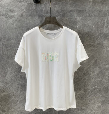 dior embroidered letter short sleeve T-shirt replica clothes