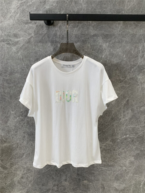 dior embroidered letter short sleeve T-shirt replica clothes