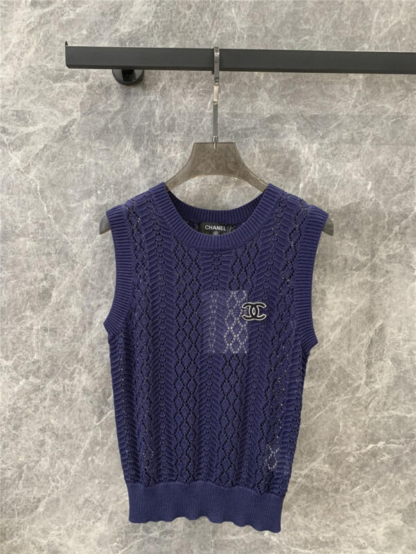 chanel double C rhombus hollow knitted vest replica clothes