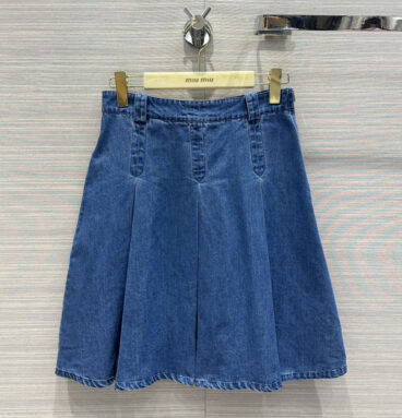 miumiu denim low waist pleated midi skirt replica clothes