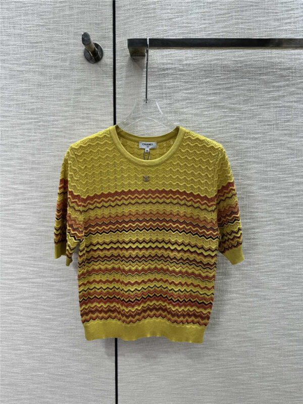 chanel wavy knitted short sleeve replica d&g clothing