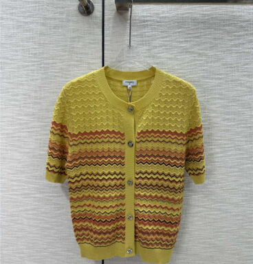chanel wavy knitted short-sleeved cardigan replica clothing sites