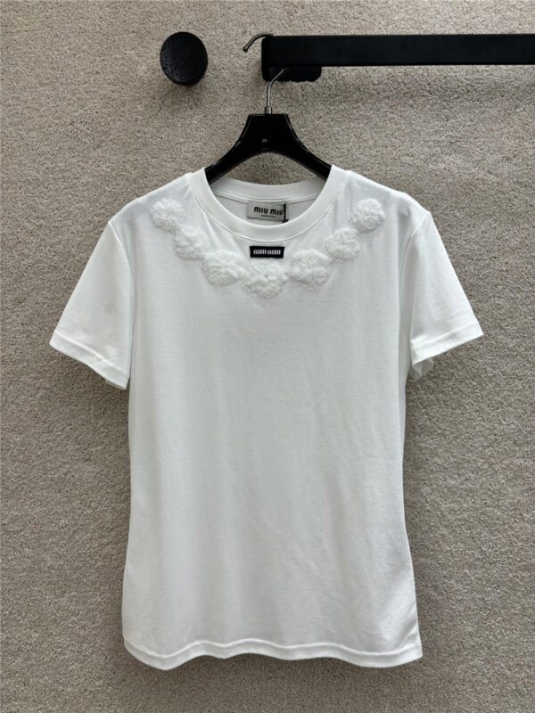 miumiu round neck short sleeve T-shirt replica designer clothes