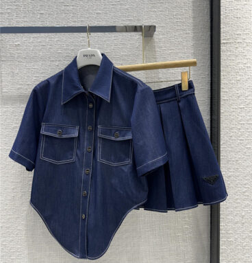 prada original blue tencel denim suit replica d&g clothing