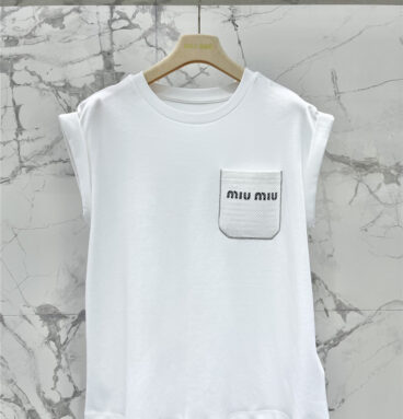 miumiu embroidered pocket sleeveless top replicas clothes
