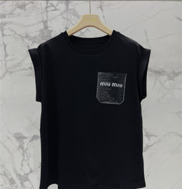 miumiu embroidered pocket sleeveless top replicas clothes