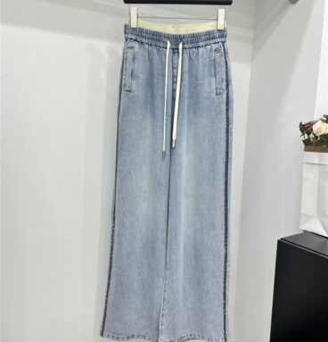 valentino contrast elastic waist tencel jeans replica d&g clothing