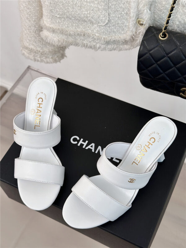 chanel pearl heel high heel slippers replica designer shoes