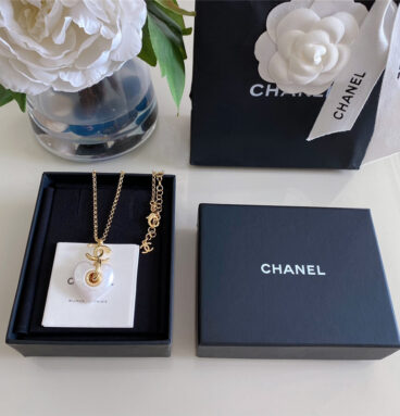 chanel gold double c white love necklace