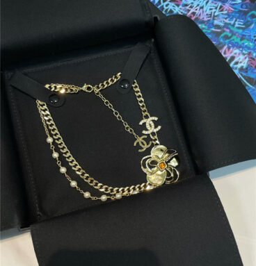 chanel double camellia necklace