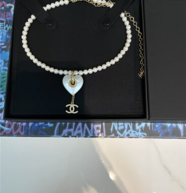 chanel double c white love pearl necklace