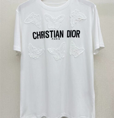 dior butterfly white T replica d&g clothing