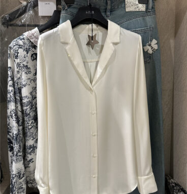 dior suit collar beaded silk top replica clothes