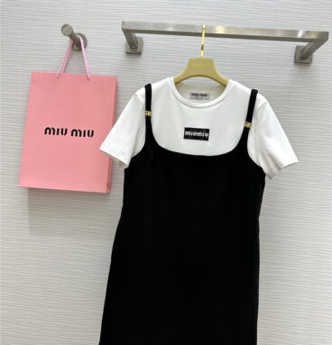 miumiu fake two piece patchwork design dress replica clothing
