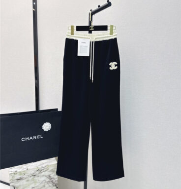 chanel elastic waist straight pants replica designer clothes