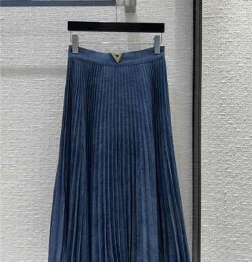 valentino accordion pleated denim skirt replica designer clothes