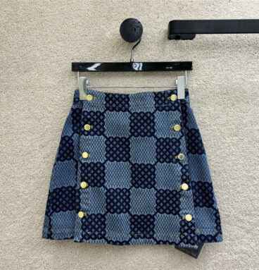 louis vuitton LV checkerboard denim skirt replicas clothes