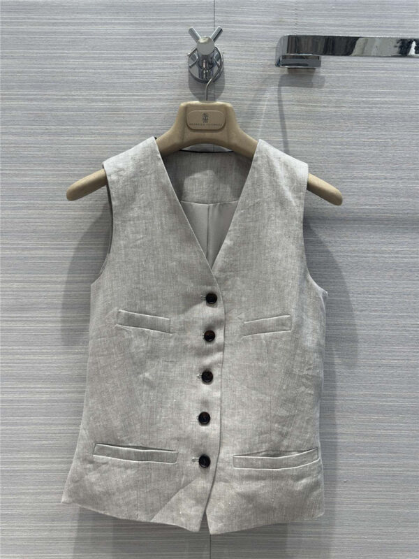BC herringbone cotton and linen suit vest replica clothes