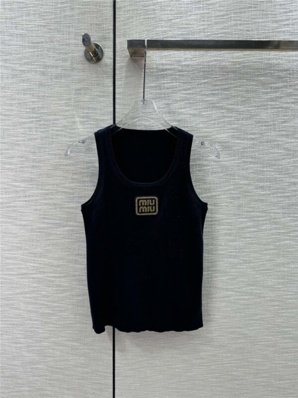 miumiu gold thread logo knitted vest replicas clothes
