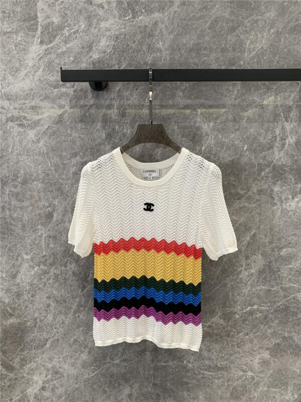 chanel dopamine knitted short-sleeved top replica clothes