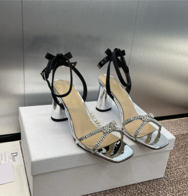 dior strappy rhinestone bow women's shoes replica shoes