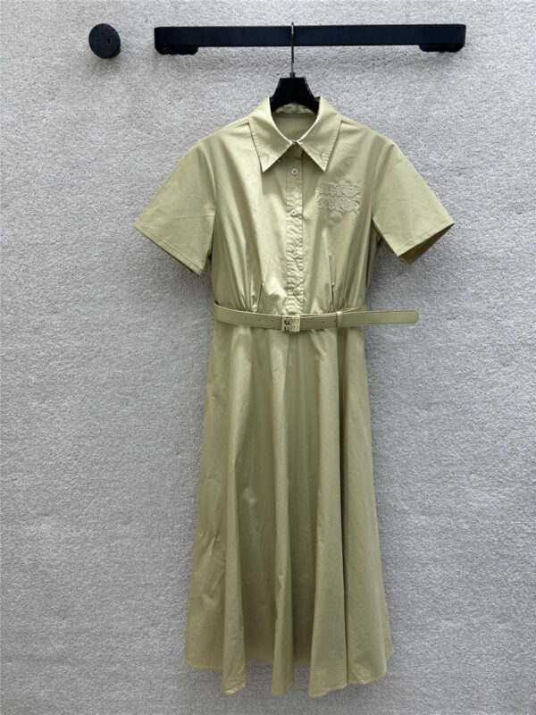miumiu letter embroidered short sleeve dress replica clothing