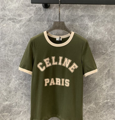celine flocked printed short-sleeved T-shirt replica clothes