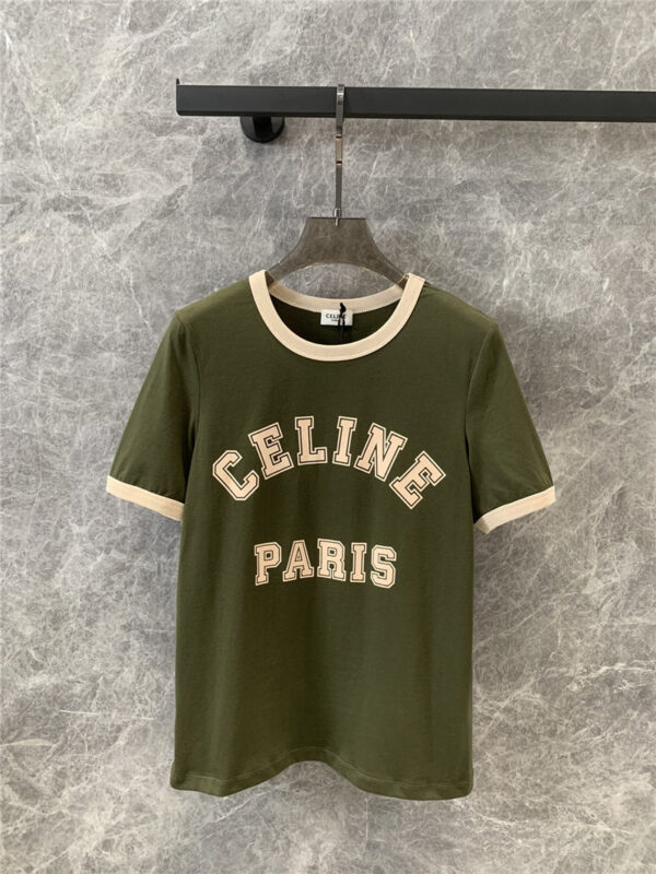 celine flocked printed short-sleeved T-shirt replica clothes