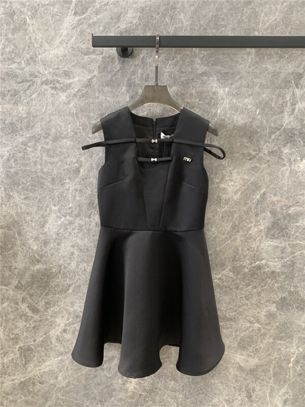 miumiu black bow A-line vest dress replica clothes
