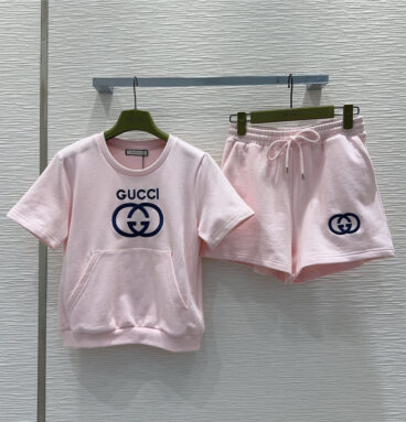 gucci round neck T-shirt + elastic shorts set replica d&g clothing